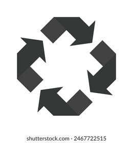 vector illustration of recycle icon. grey. flat design