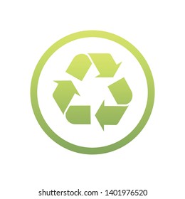 Vector illustration of recycle icon. Style is flat rounded symbol, eco green, rounded angles, white background
