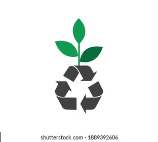 Vector illustration of recycle sign. Clean world renewable green energy logo.
