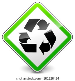 vector illustration of recycle sign icon on white background