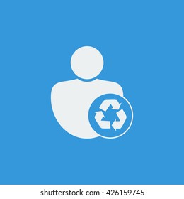 Vector illustration of recycle sign icon on blue background.