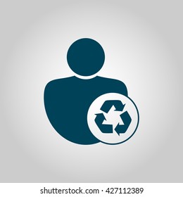 Vector illustration of recycle sign icon on grey background.