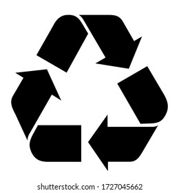 Vector illustration Recycle symbol  Black icon white background 