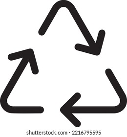 Vector illustration of Recycle symbol. Black icon on white background.