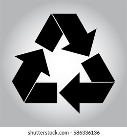ilustración vectorial del icono del símbolo de reciclaje en negro.

