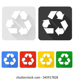 Vector illustration of recycle symbol with long shadow