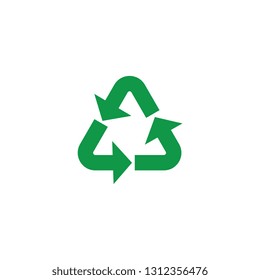 Vector illustration of recycle and zero waste symbol with green arrows in triangle form isolated on white background - eco friendly materials and environmental protection concept.