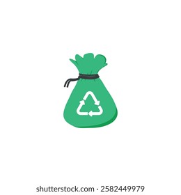 vector illustration of recycled green plastic garbage bag design.
