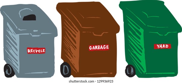 Vector illustration of recycling containers