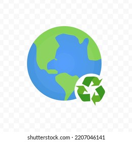 Vector illustration of recycling for the earth icon sign and symbol. colored icons for website design .Simple design on transparent background (PNG).