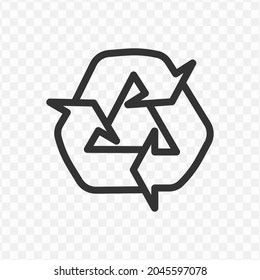 Vector illustration of recycling icon in dark color and transparent background(png).