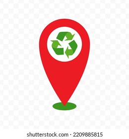 Vector Illustration Of Recycling Location Icon Sign And Symbol. Colored Icons For Website Design .Simple Design On Transparent Background (PNG).