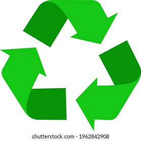 Vector illustration of recycling symbol in green color