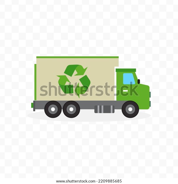 Vector illustration of recycling truck icon sign\
and symbol. colored icons for website design .Simple design on\
transparent background\
(PNG).