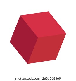 Vector illustration of red 3d cube isolated on transparent background.e