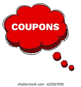 Vector Illustration  of Red 3D Speech Bubble Text COUPONS. EPS8 .