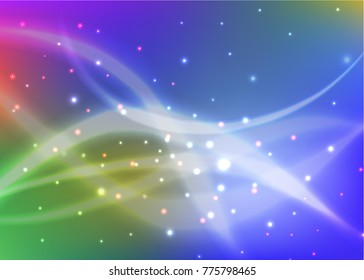 Vector illustration of red abstract background with blurred magic neon light curved lines