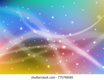 Vector illustration of red abstract background with blurred magic neon light curved lines