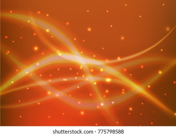 Vector illustration of red abstract background with blurred magic neon light curved lines