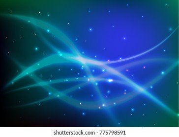 Vector illustration of red abstract background with blurred magic neon light curved lines
