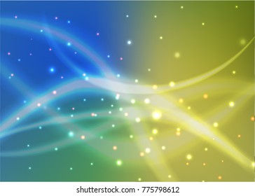 Vector illustration of red abstract background with blurred magic neon light curved lines