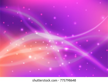 Vector illustration of red abstract background with blurred magic neon light curved lines