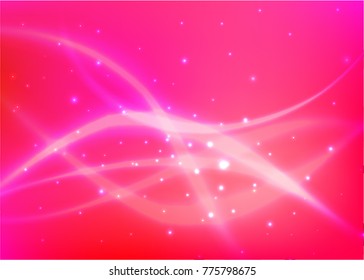 Vector illustration of red abstract background with blurred magic neon light curved lines