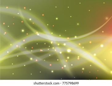 Vector illustration of red abstract background with blurred magic neon light curved lines