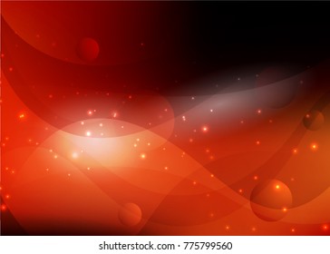 Vector illustration of red abstract background with blurred magic neon light curved lines