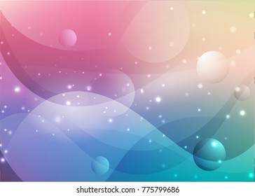 Vector illustration of red abstract background with blurred magic neon light curved lines