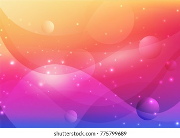 Vector illustration of red abstract background with blurred magic neon light curved lines