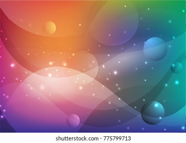 Vector illustration of red abstract background with blurred magic neon light curved lines