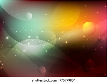 Vector illustration of red abstract background with blurred magic neon light curved lines