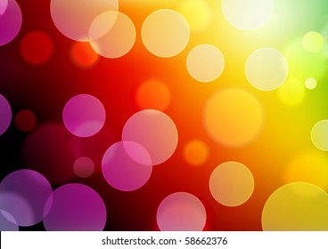 Vector illustration of red abstract glowing background with blurred neon light dots