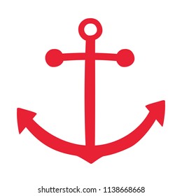 Vektorgrafik des roten Ankerpunktes. Cute-Anker-Vektorsymbol. Element für Design, gut für Postkarten, Poster, Einladungen, Visitenkarte, Tickets, Logo und Scrapbook. Für Kinder Design, Paket, Stoff.
