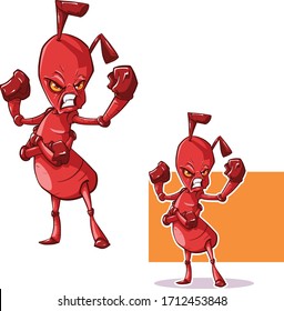 Vector Illustration Of Red Angry Ant 