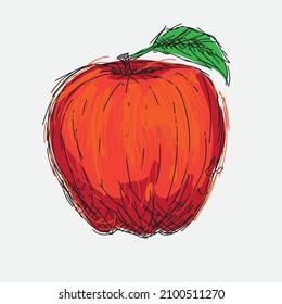 vector illustration of red apple, abstract style cool and nice