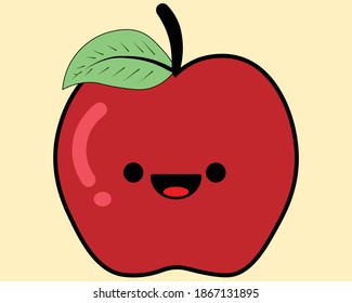 Vector illustration of red apple face graphics