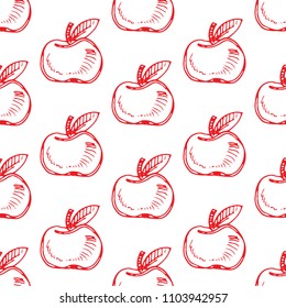 Vector illustration of red apple fruit pattern