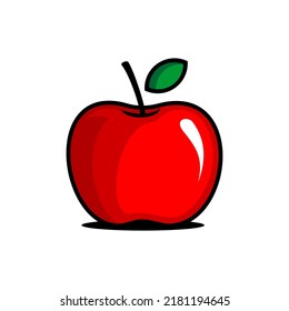 vector illustration of red apple fruit, split apple