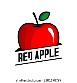 vector illustration of red apple fruit, split apple