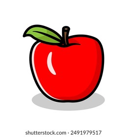 vector illustration of red apple fruit on white isolated background