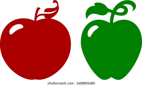 Vector illustration of red apple and green apple