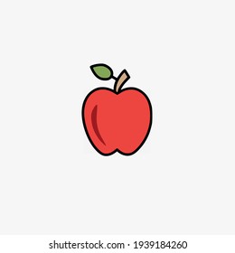 Vector illustration red apple isolated on white