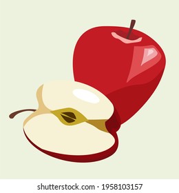 Vector illustration of red apple isolated for symbol or sign