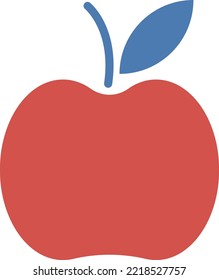 Vector illustration, red apple with leaf. Apple with simple and minimalist design. Red fruit, healthy and vegan food.