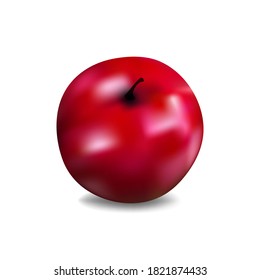 Vector illustration of a red apple on a white isolated background. Template for greeting card, logo, web design.