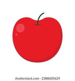 Ilustración vectorial manzana roja sobre fondo blanco.
