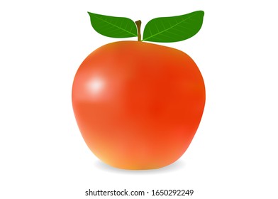 vector illustration of a red apple with two leaves made using a gradient mesh