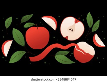 Vector illustration of red apples.